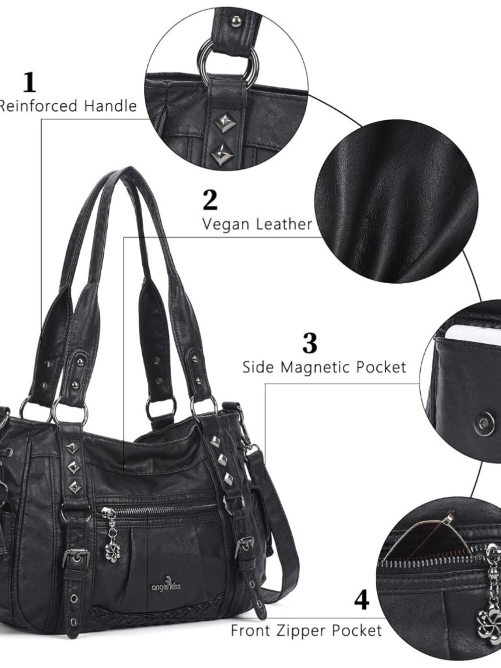 Shoulder Bag For Women Multi Pocket Retro Hobo Handbags Satchel Tote Bag - Picture 6 of 8